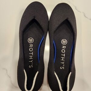 Rothy’s Round Toe Flats Black Retired White Halo